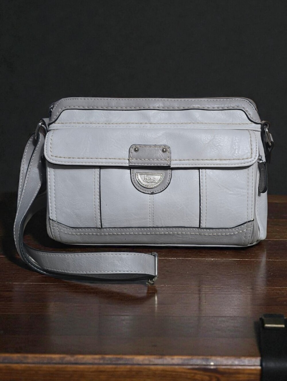 b.o.c. Born Concept Gray Vinyl Messenger Crossbody/Shoulder Bag